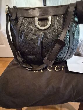Gucci Guccissima Chocolate Brown Embossed Leather Crossbody Bag